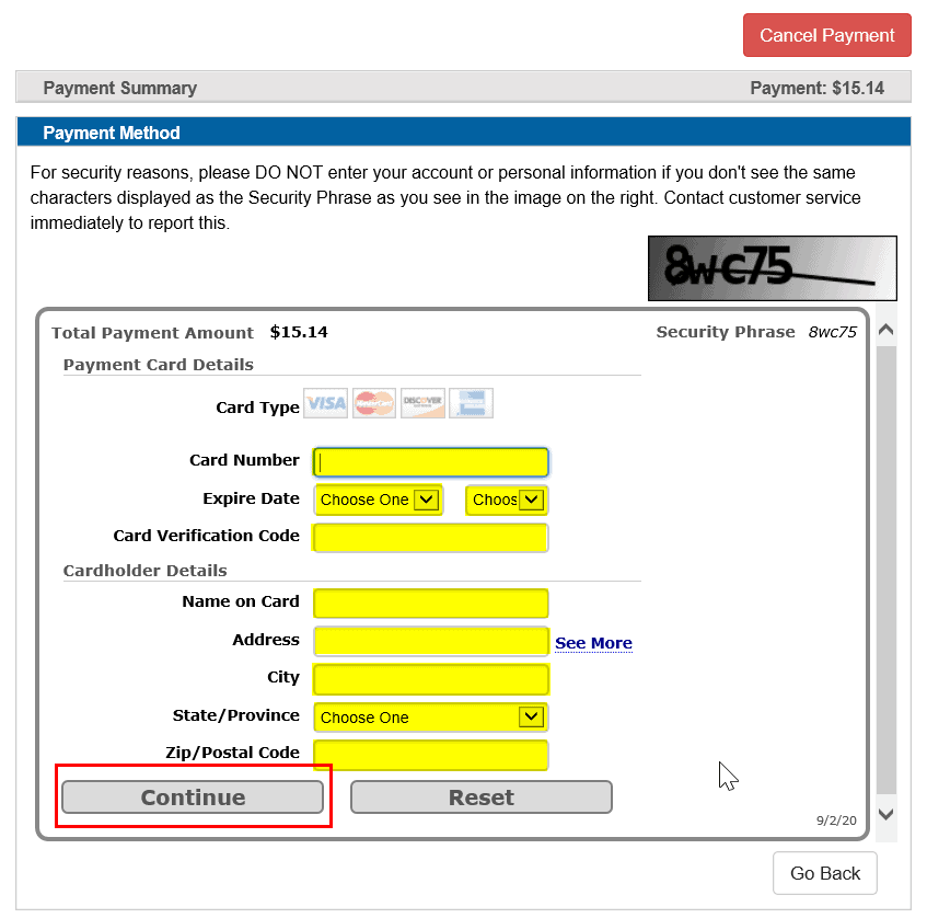 PayNow Payment Information